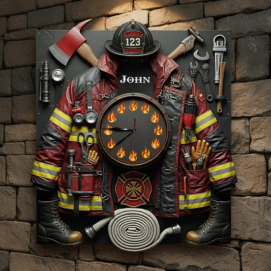 Strong Firefighter - Personalized Firefighter LED Light Wall Clock