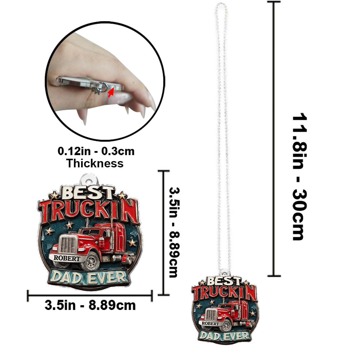 Best Truckin Dad Ever - Personalized Trucker Custom Shaped Car Ornament