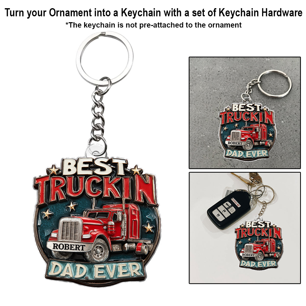 Best Truckin Dad Ever - Personalized Trucker Custom Shaped Car Ornament