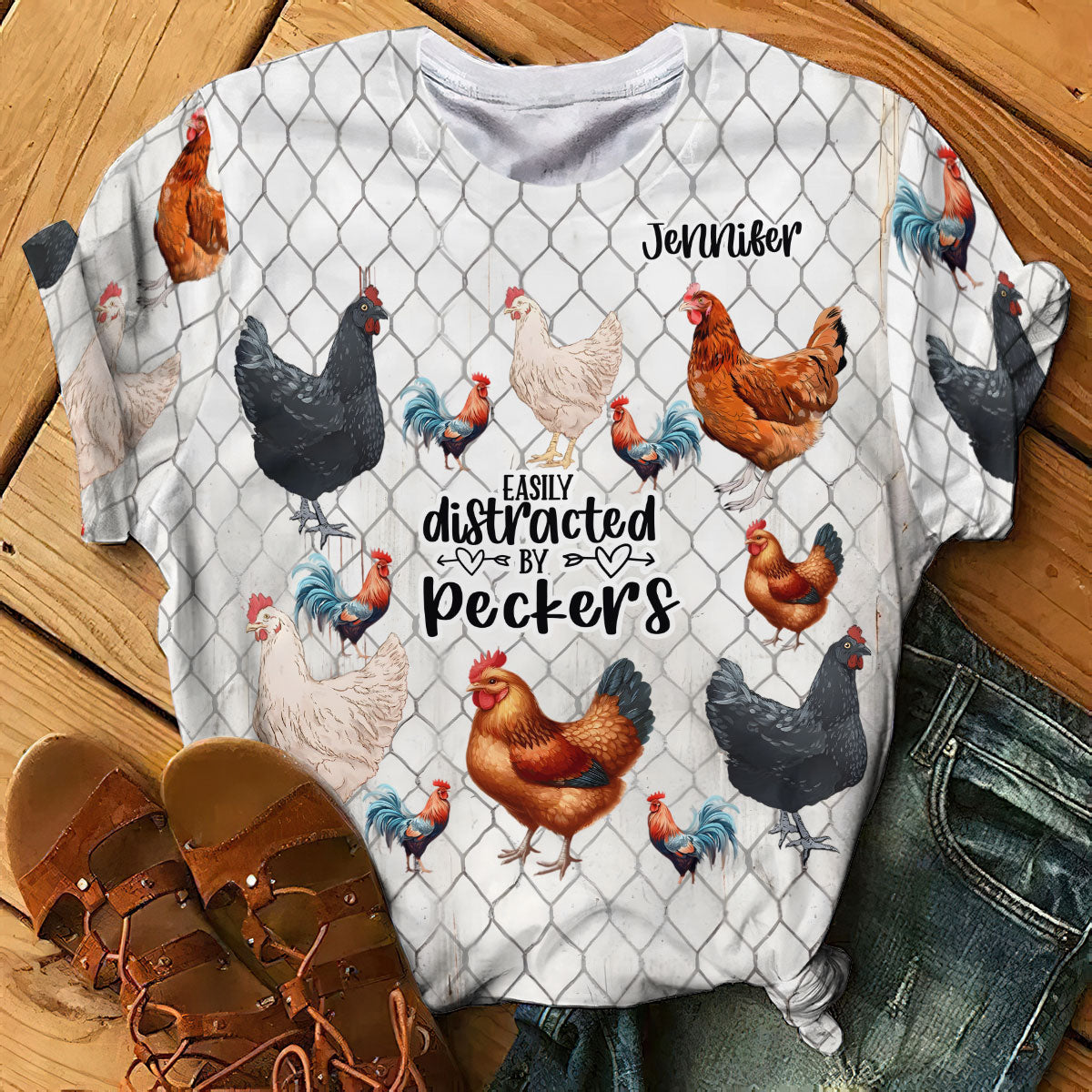Facilement distrait par les pics - T-shirt personnalisé « Poulet intégral »