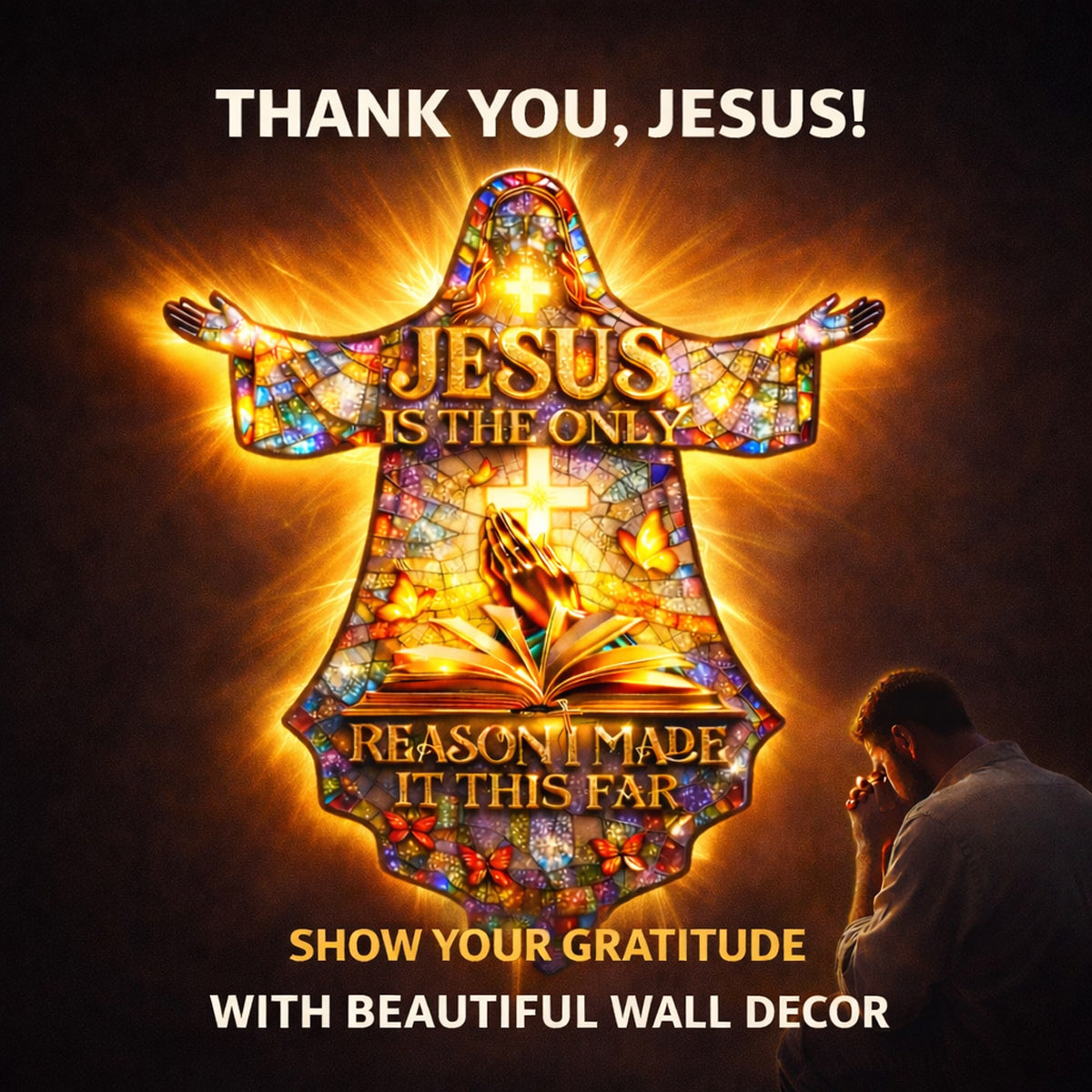 Jesus Is The Only Reason I Made It This Far - Personalized Christian LED Light Acrylic Sign