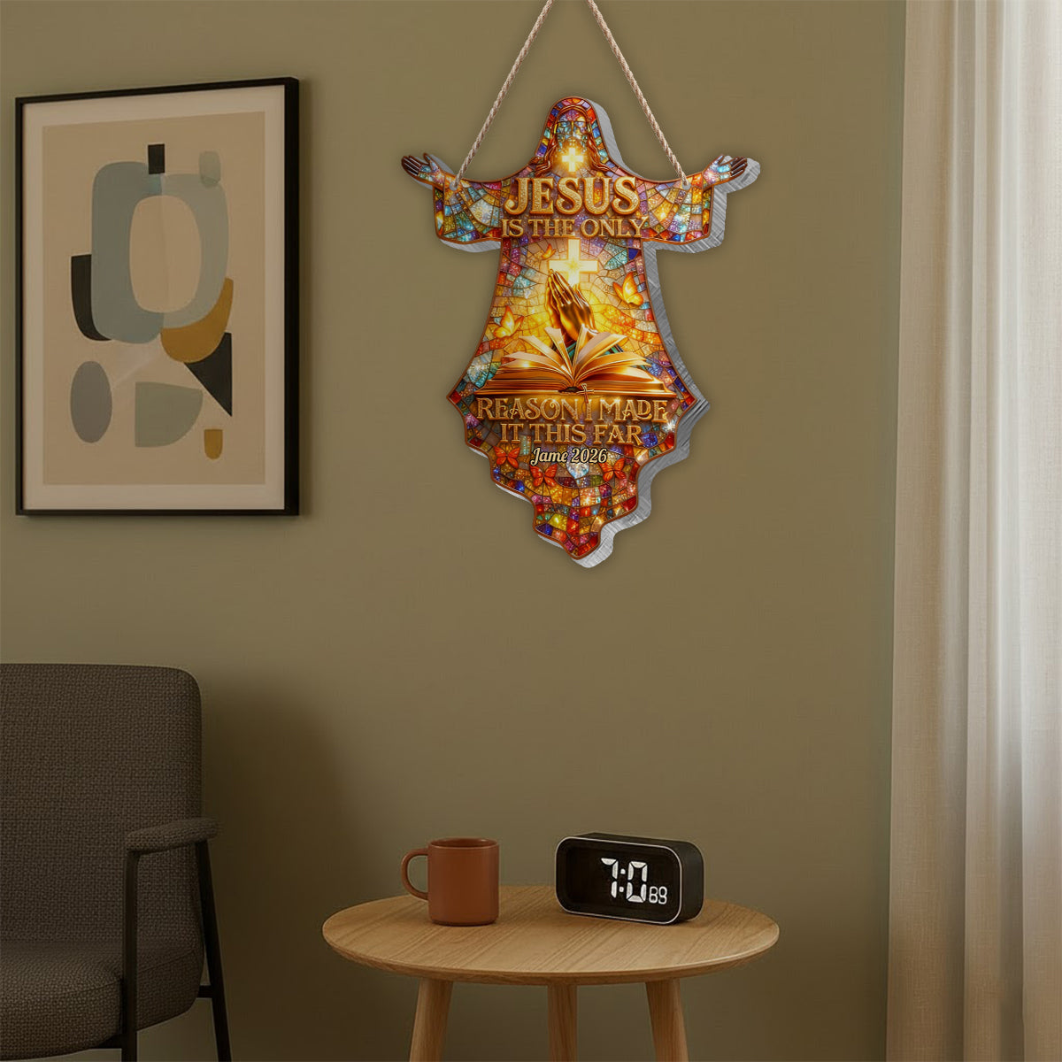 Jesus Is The Only Reason I Made It This Far - Personalized Christian LED Light Acrylic Sign