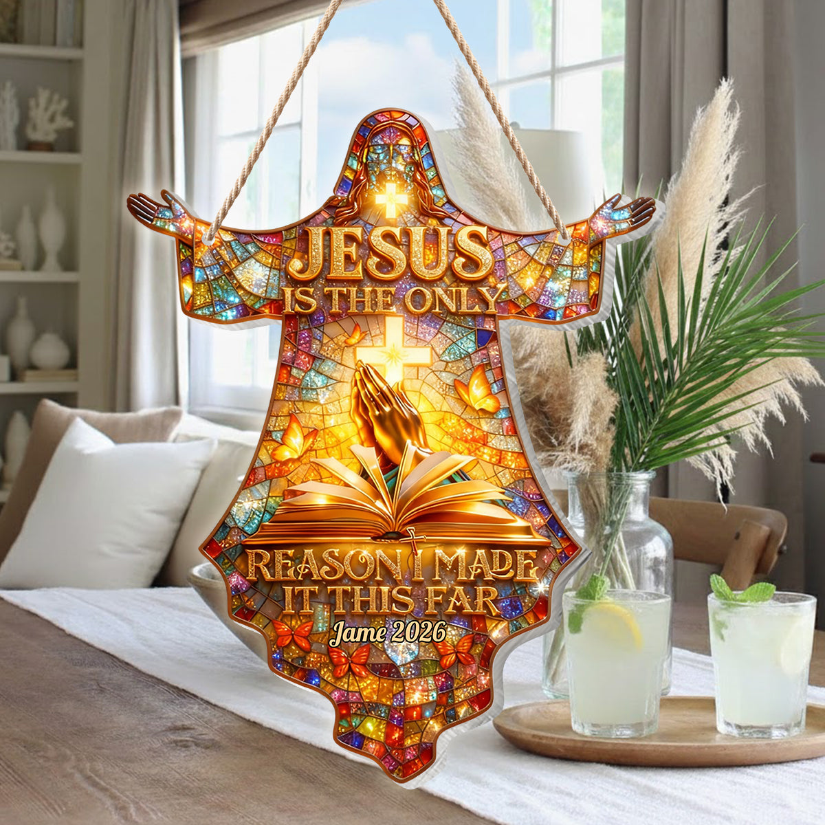 Jesus Is The Only Reason I Made It This Far - Personalized Christian LED Light Acrylic Sign