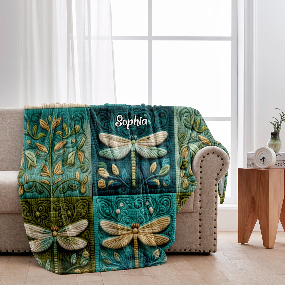 Mystical Dragonfly - Personalized Dragonfly Blanket