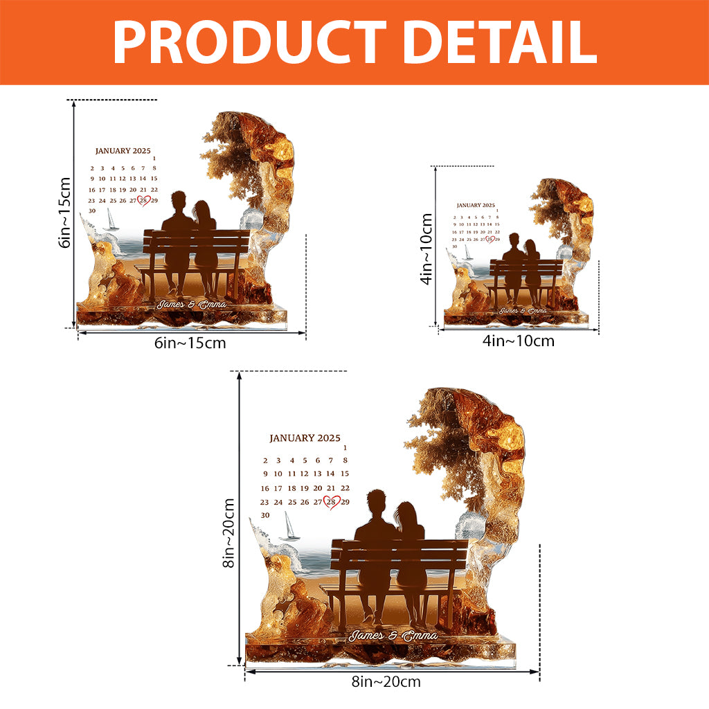 Anniversary Gift Custom Calendar - Personalized Couple Custom Shaped Acrylic Plaque