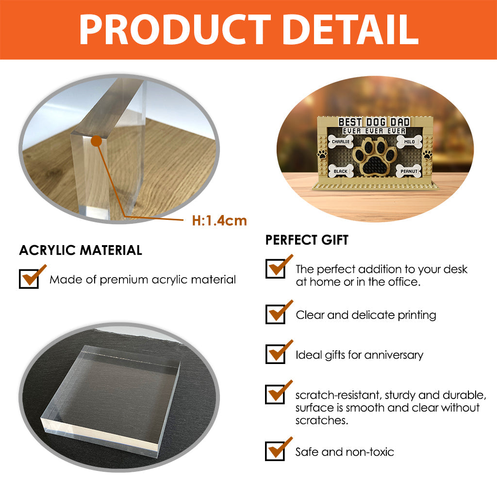 Best Dog Dad Ever - Personalized Dog Custom Shaped Acrylic Plaque