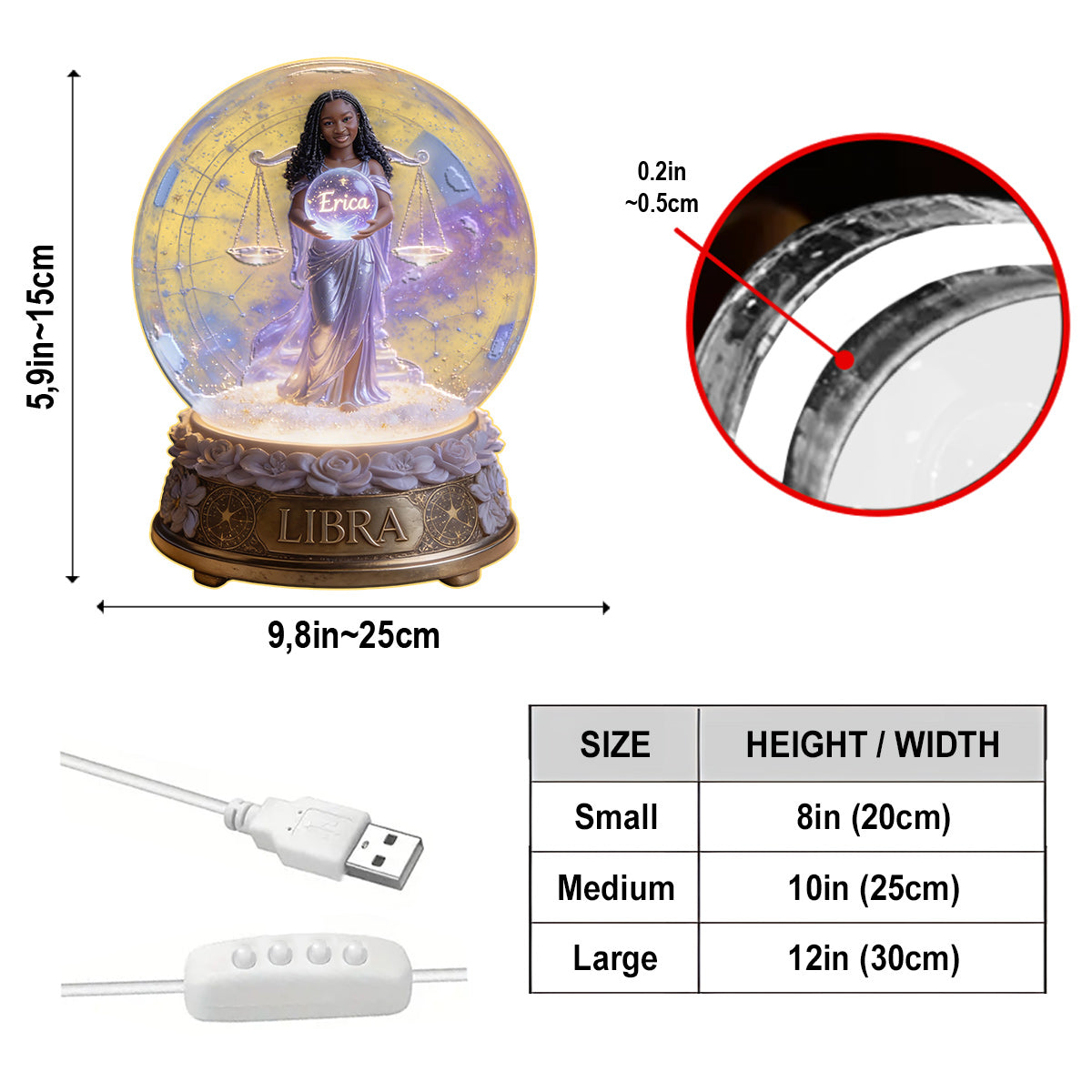 Custom Any Photo Zodiac Style - Personalized Horoscope Acrylic LED Night Light