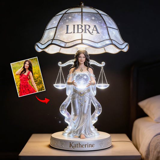 Veilleuse LED acrylique personnalisée avec photo et style astrologique - Amour de soi