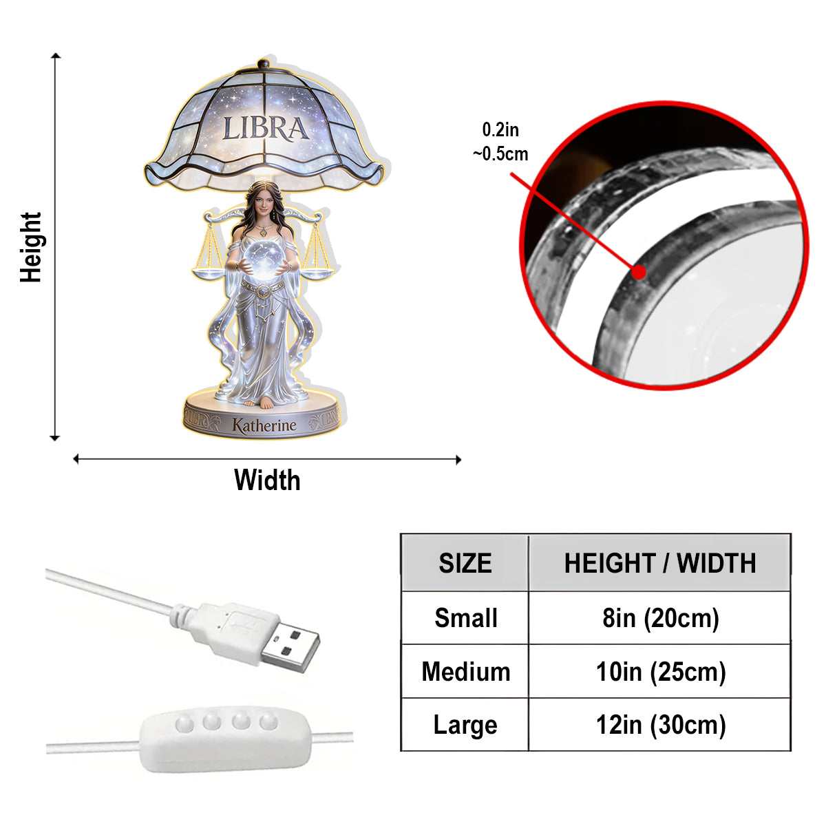 Custom Any Photo Zodiac Style - Personalized Self Love Acrylic LED Night Light