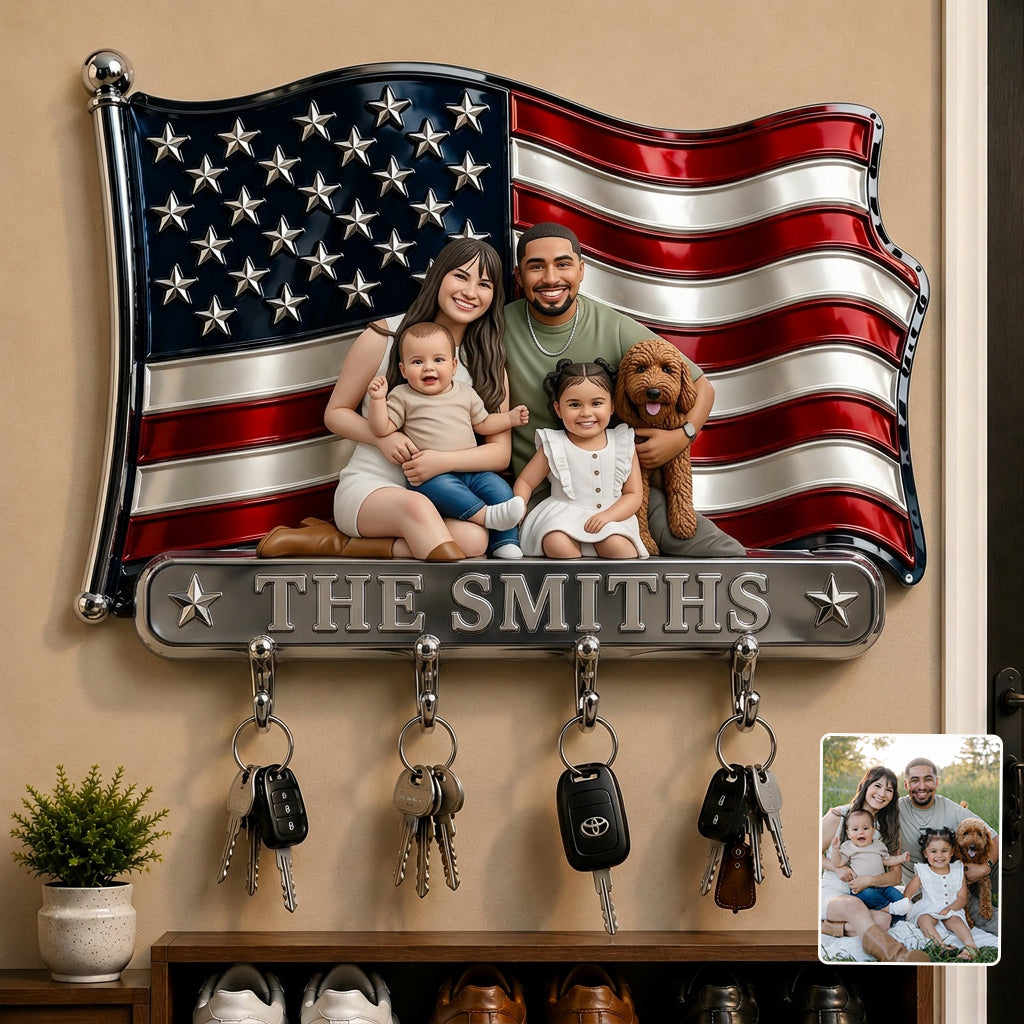 Cadeau Photo de Famille - Porte-Clés Personnalisé en Bois