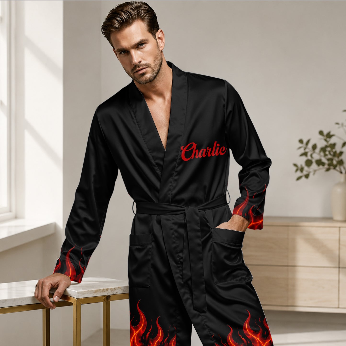 Naughty Devil - Personalized Spicy Couple Satin Robe