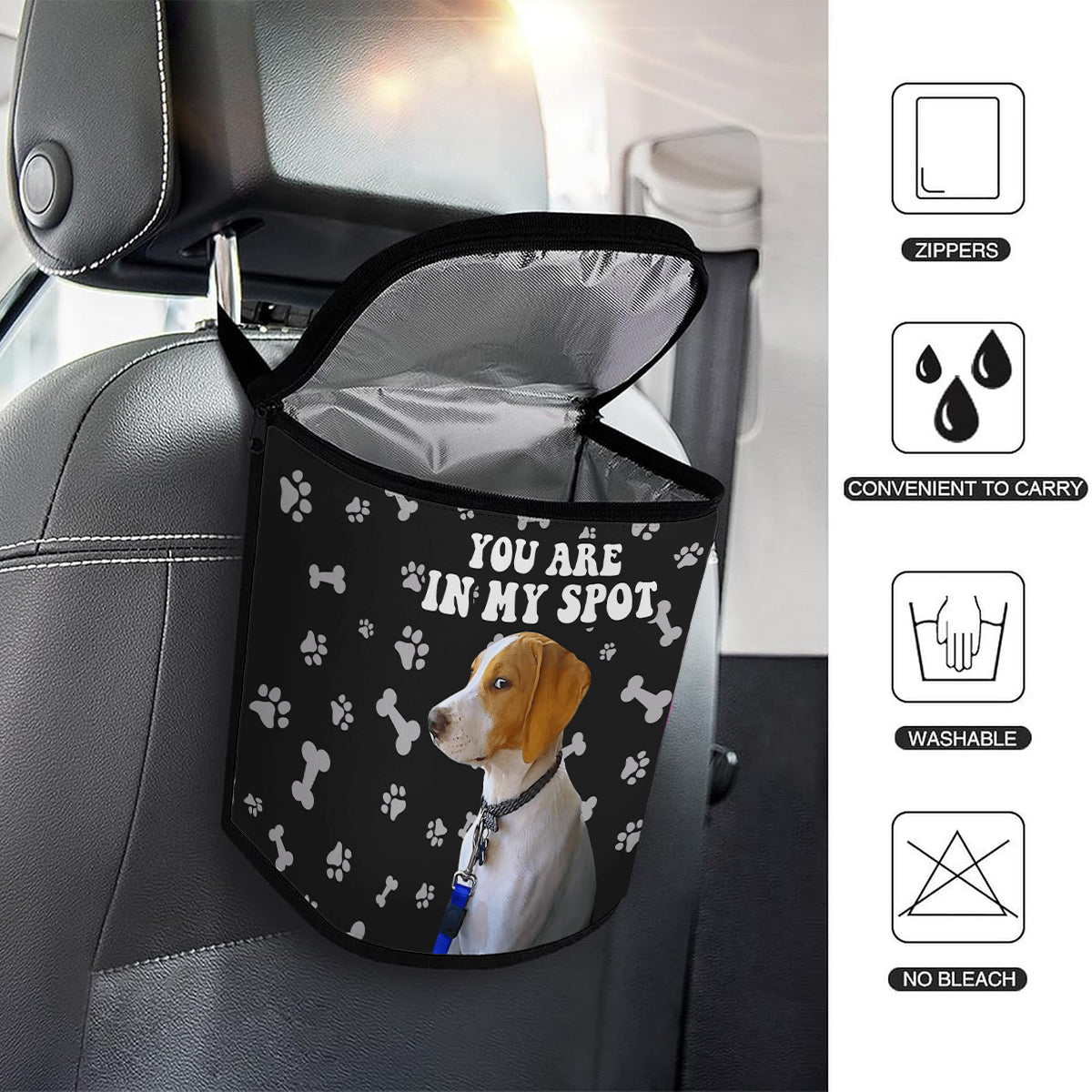 You're In My Spot - Personalized Dog Portable Car Trash Can/ Organizer
