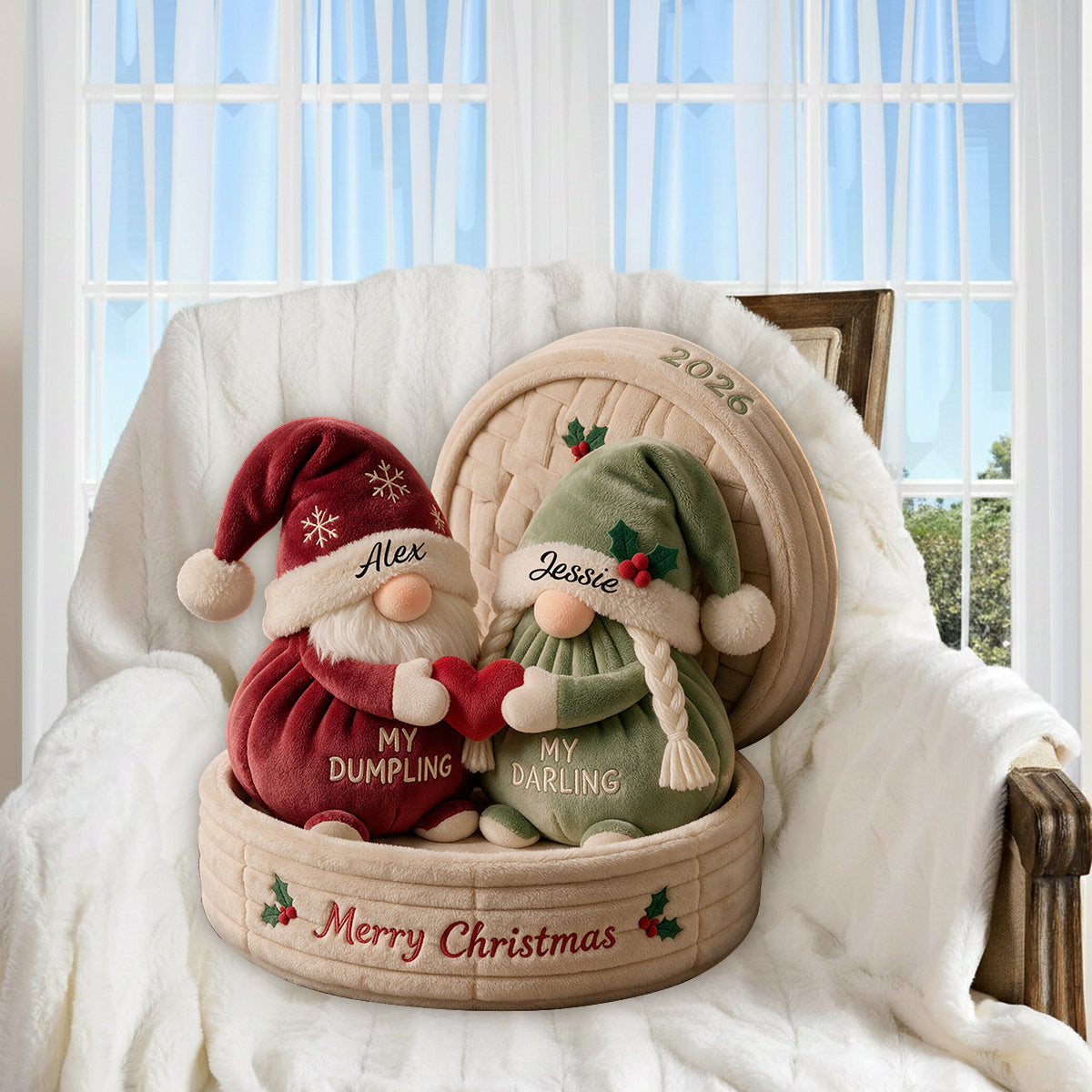 My Dumpling My Darling - Personalized Couple Premium Faux Fur Pillow