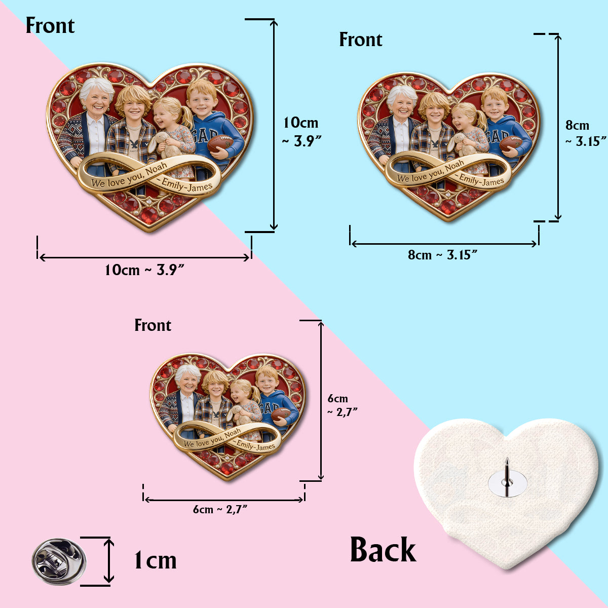 I Love You - Personalized Mother Pin