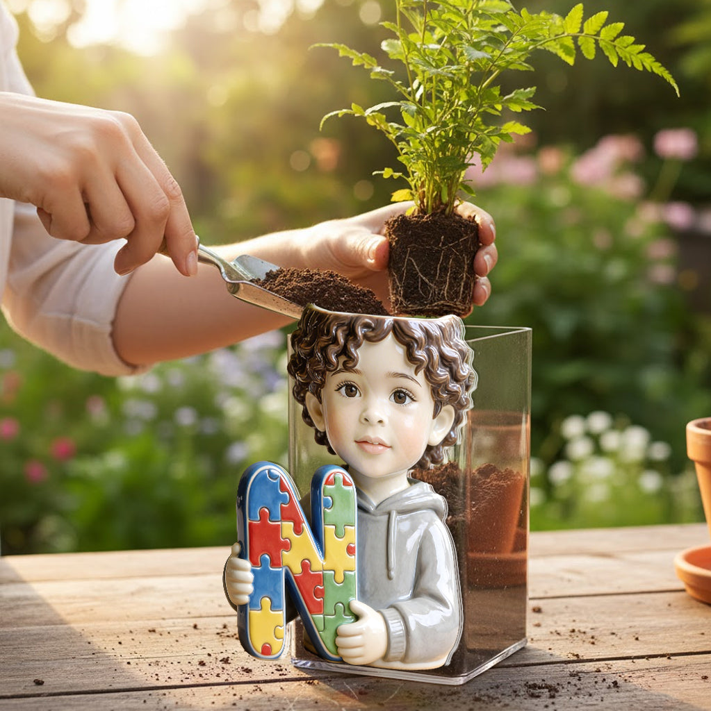 Custom Any Photo - Personalized Autism Awareness Acrylic Pot