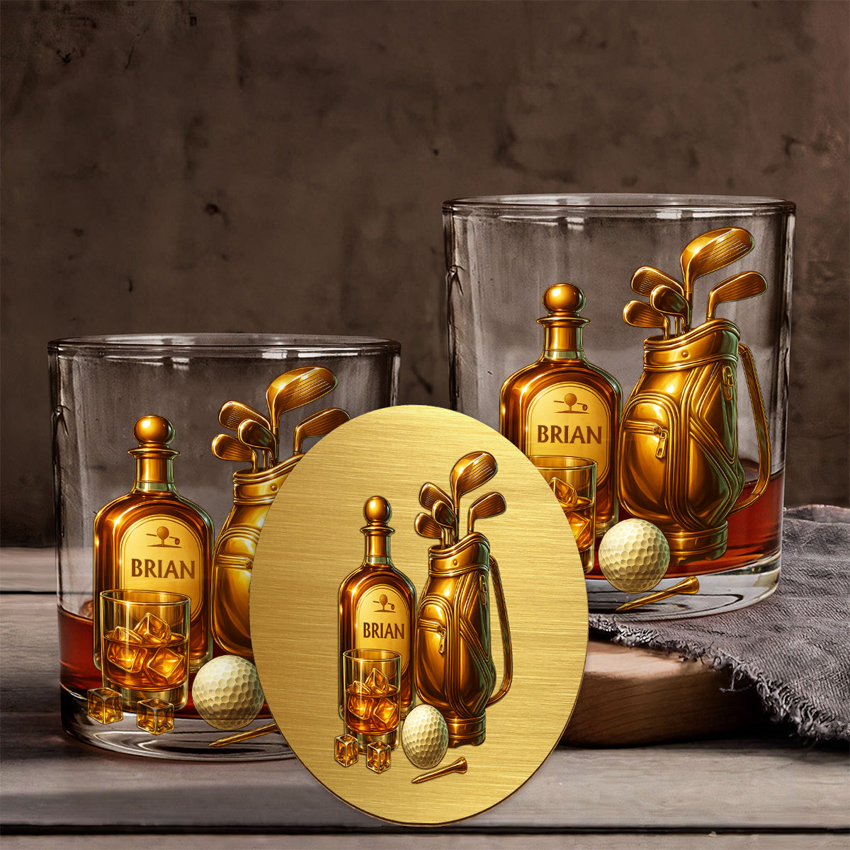 Whiskey & Golf - Personalized Golf Whiskey Glass