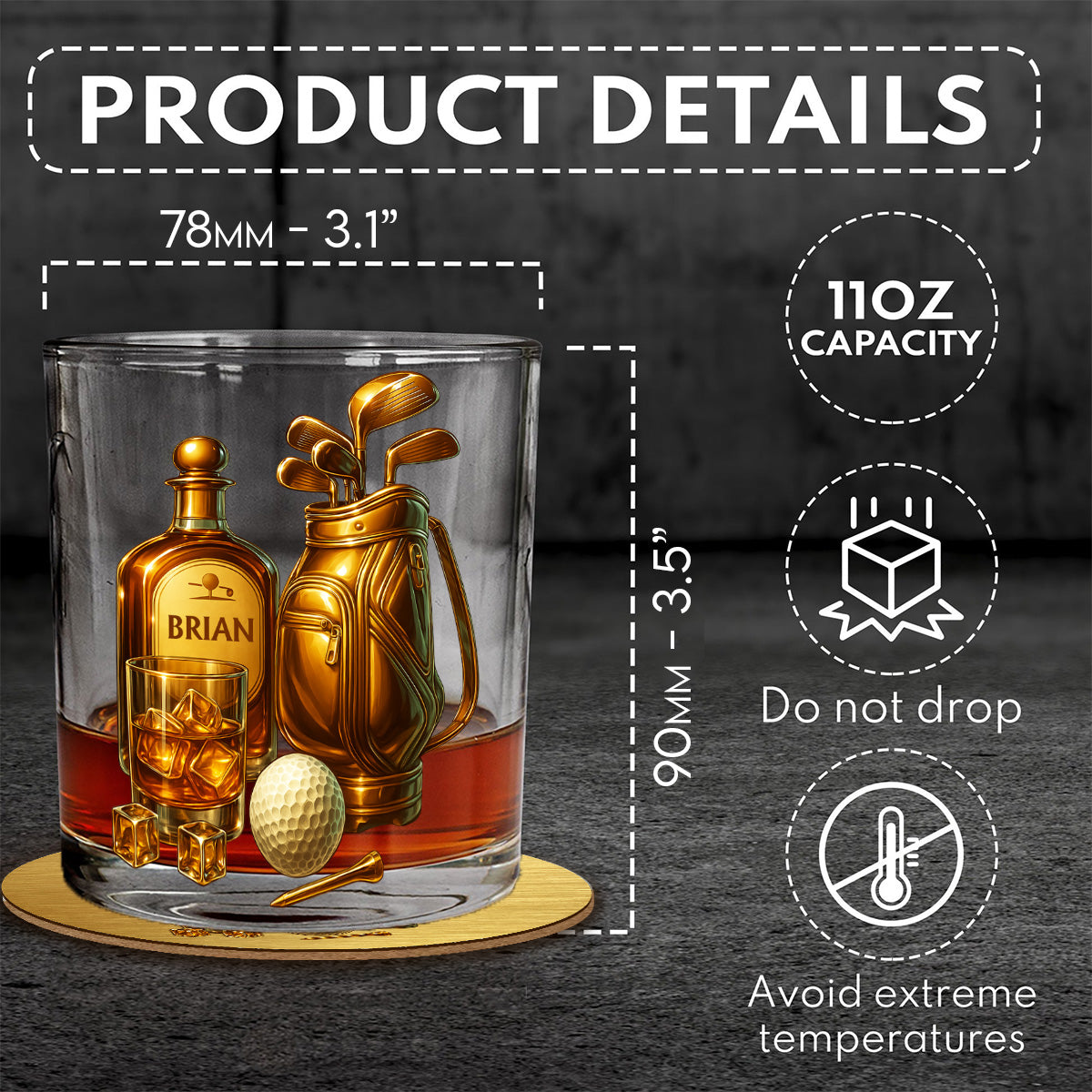 Whiskey & Golf - Personalized Golf Whiskey Glass