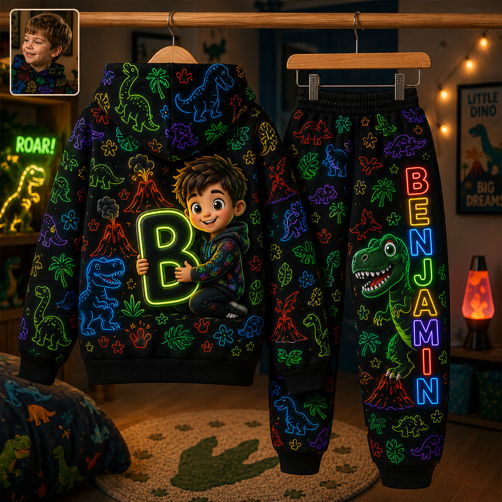 Neon Stil Geschenk für Kinder - Personalisierter Kinder Hoodie & Jogginghose