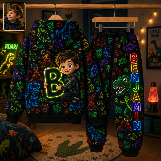 Neon Style Gift For Kids - Personalized Kid Kid Hoodie & Kid Jogger Sweatpants