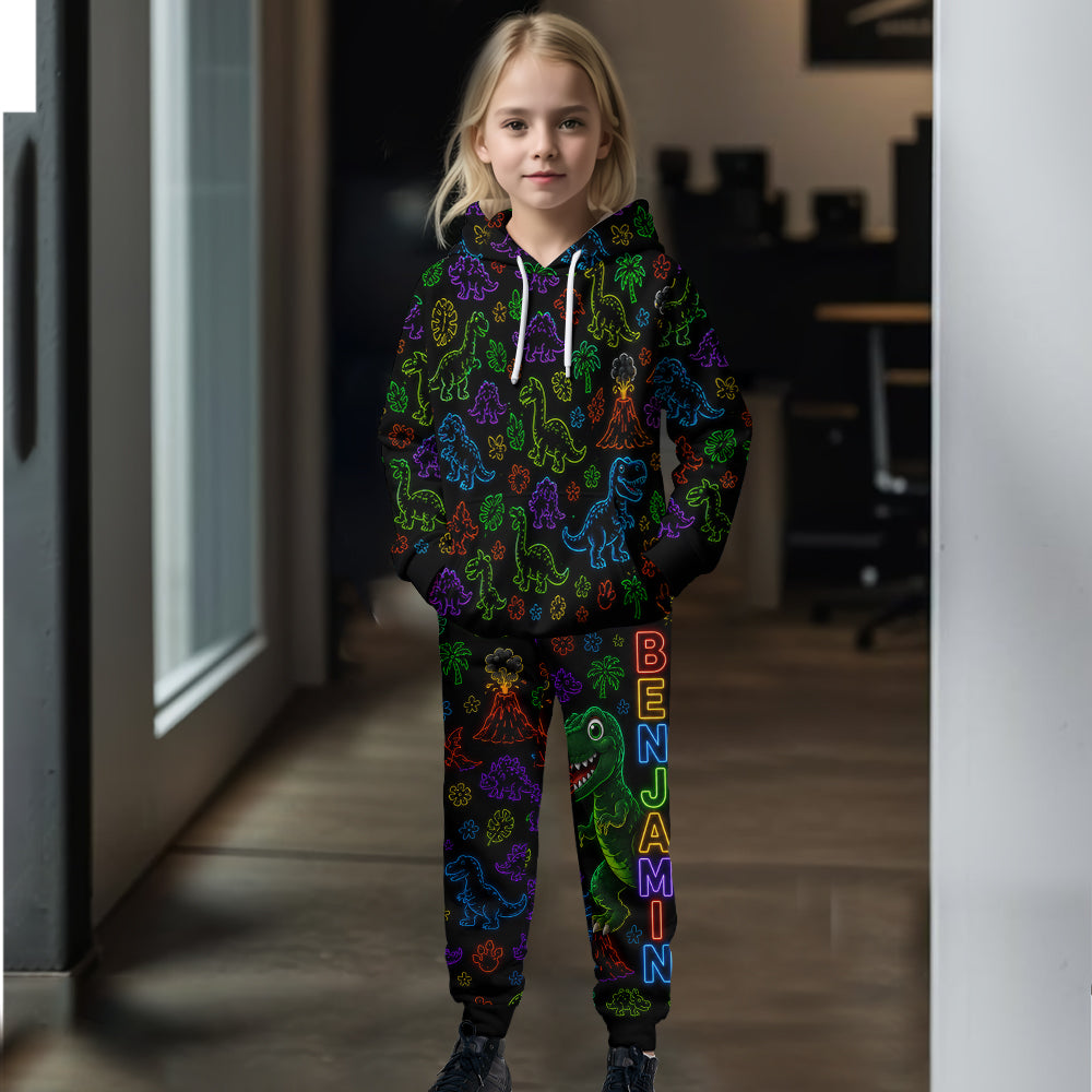 Neon Stil Geschenk für Kinder - Personalisierter Kinder Hoodie & Jogginghose