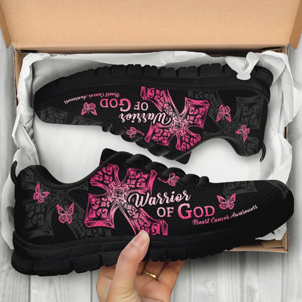Warrior Of God Breast Cancer Awareness Sneakers 0622