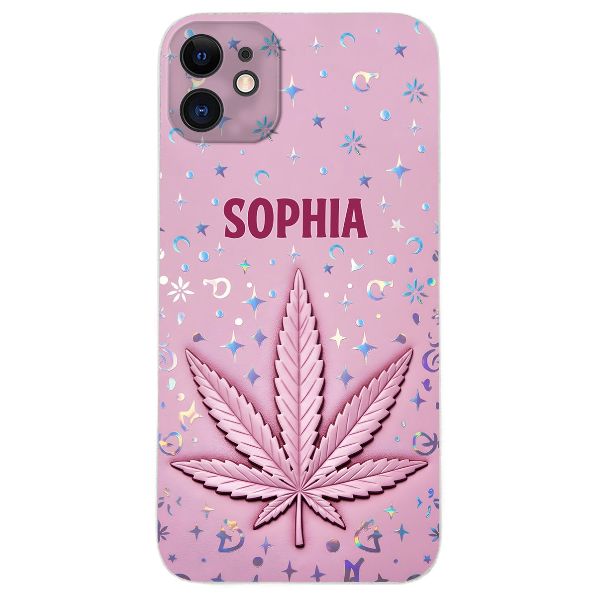 Stoner Chick – Personalisierte Handyhülle aus Leder mit Weed-Motiv