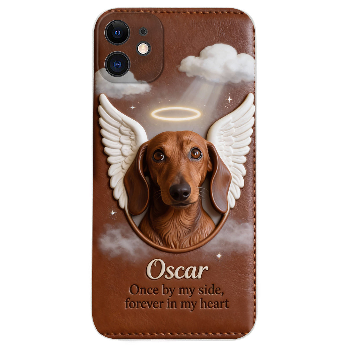 Once By My Side - Personalized Dog Leather Phone Case