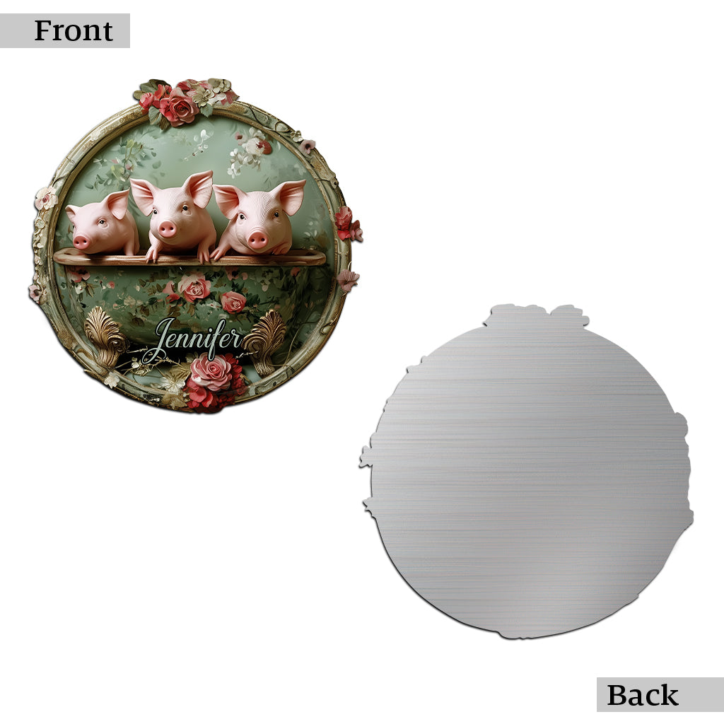 Floral Farm Animals - Personalized Farmer Cut Metal Sign