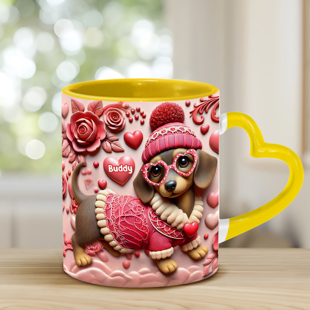 Valentine Dachshund - Personalized Dachshund Heart Handle Mug