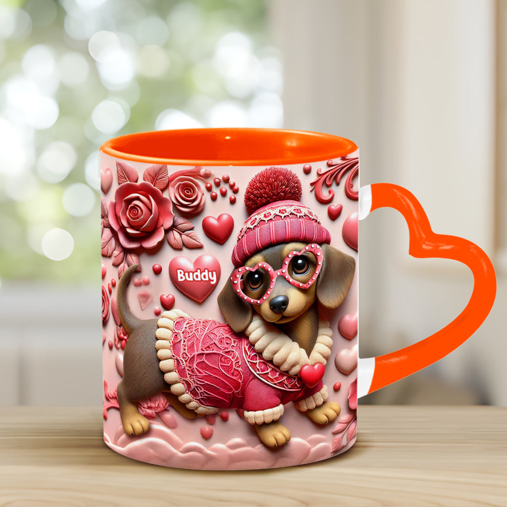 Valentine Dachshund - Personalized Dachshund Heart Handle Mug