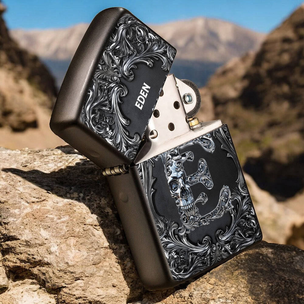 Silver Skull Letter - Personalized Skull Lighter