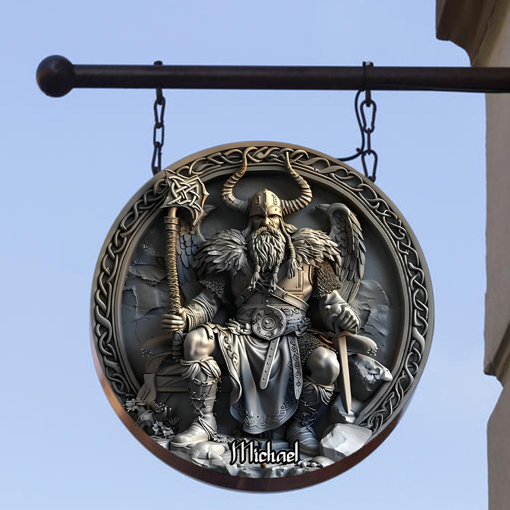 Viking - Personalized Viking Round Metal Sign