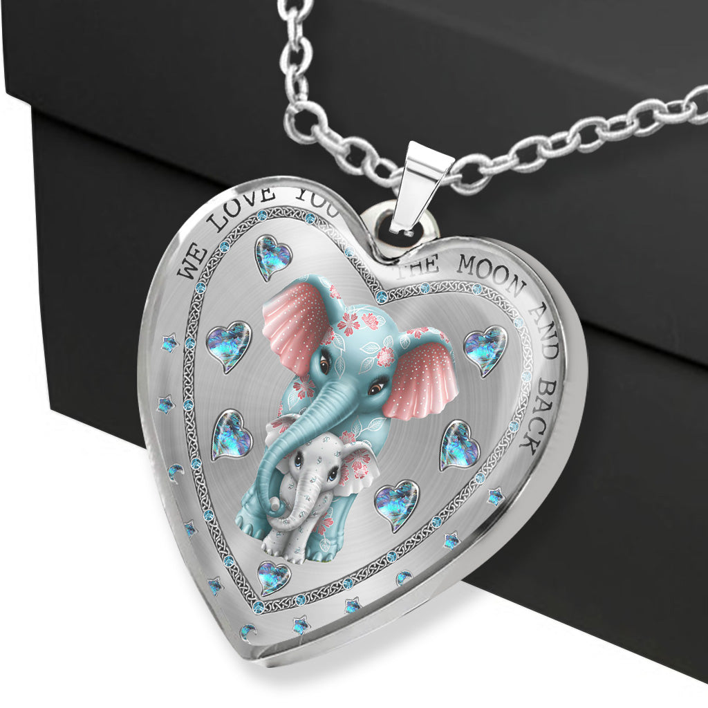 To The Moon And Back - Gift for grandma, mom, aunt - Personalized Heart Pendant Necklace