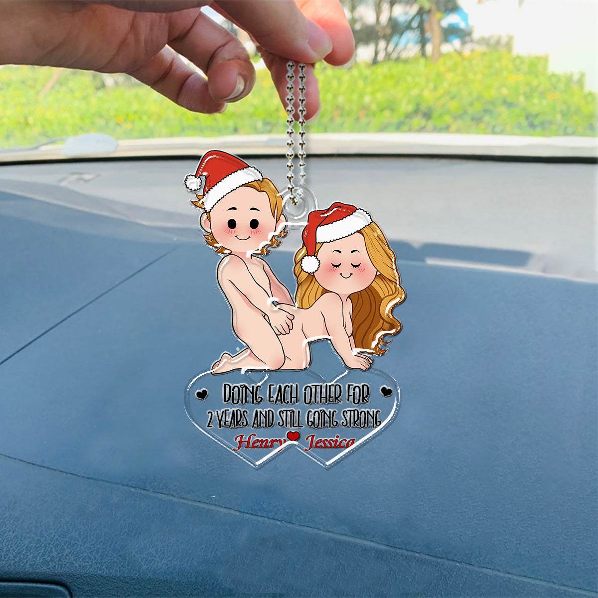 Doing Each Other - Personalized Couple Custom Shaped Car Ornament