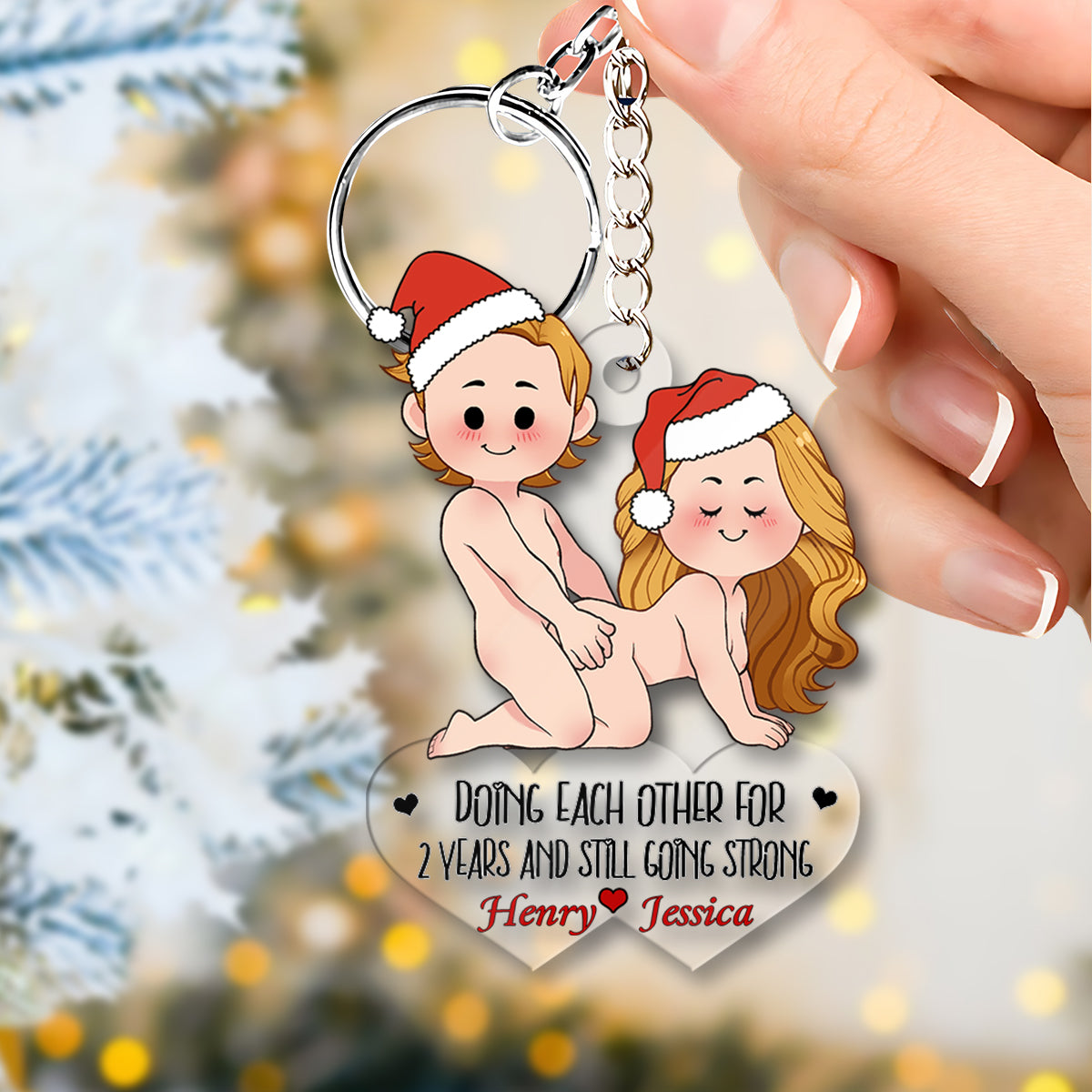 Doing Each Other - Personalized Couple Custom Shaped Keychain