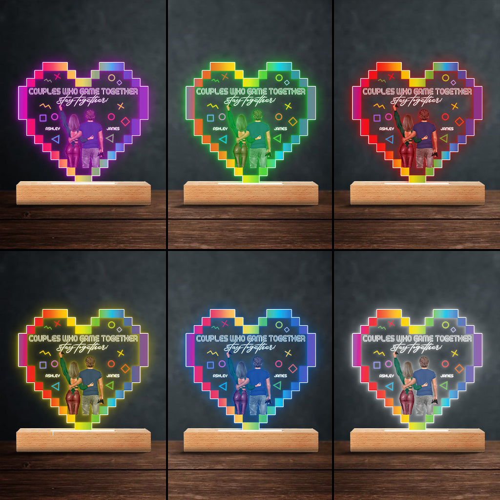 Couples Who Game Together Stay Together - Personalized Video Game Shaped Plaque Light Base