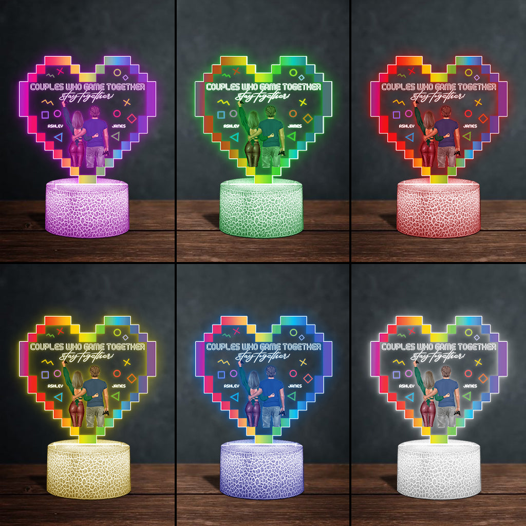 Couples Who Game Together Stay Together - Personalized Video Game Shaped Plaque Light Base