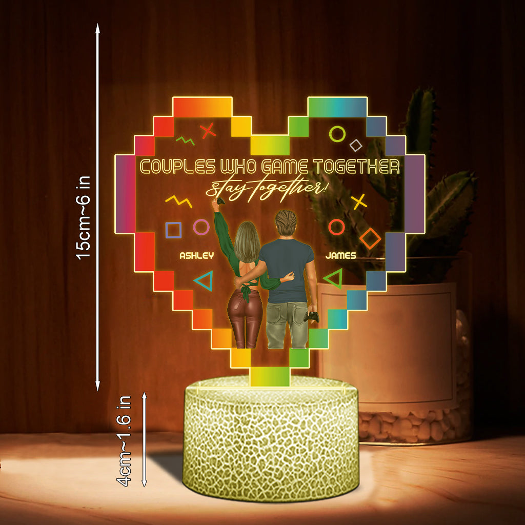 Couples Who Game Together Stay Together - Personalized Video Game Shaped Plaque Light Base