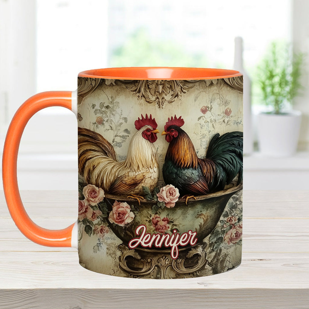 Mug personnalisé « Coq amoureux » - Thème fermier