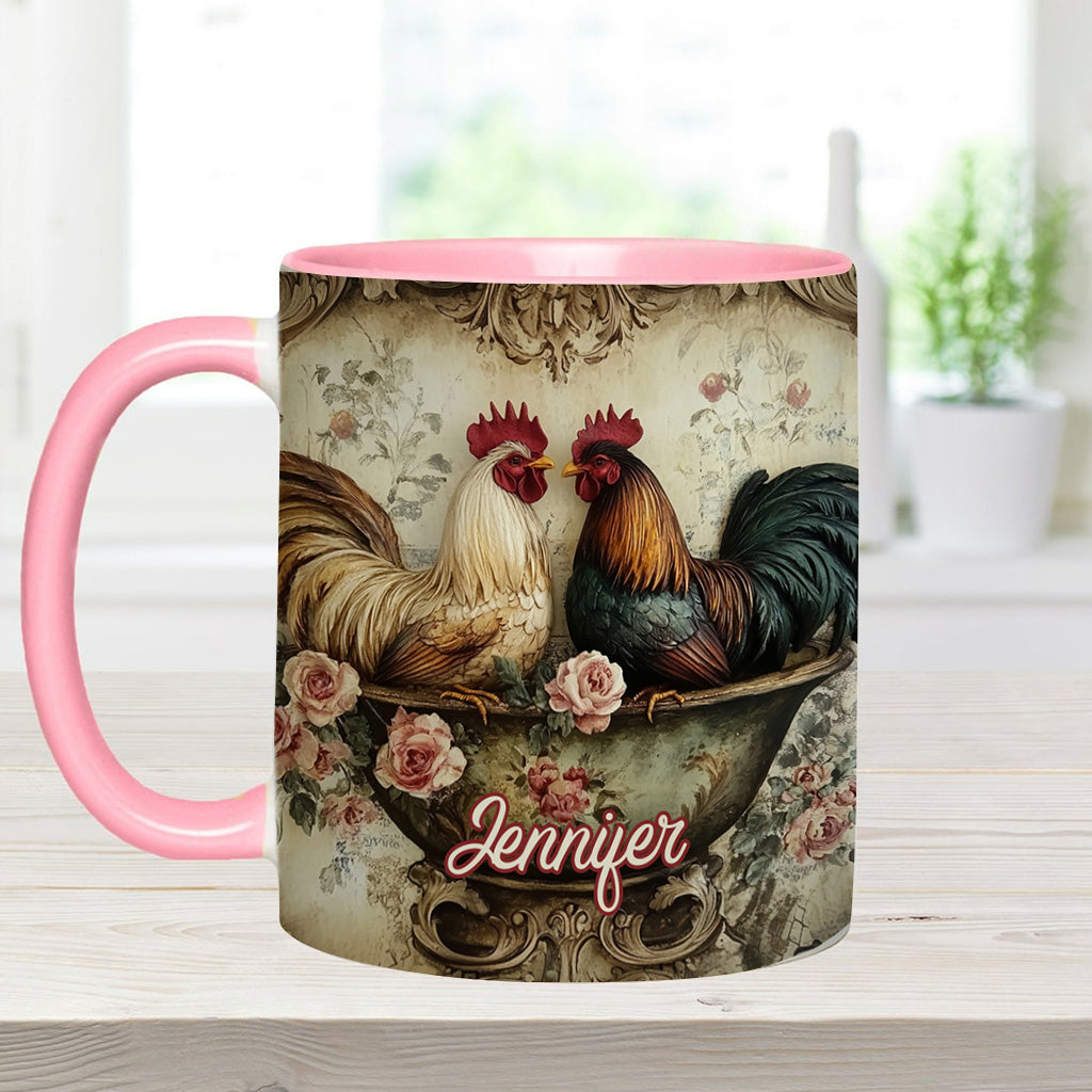 Mug personnalisé « Coq amoureux » - Thème fermier