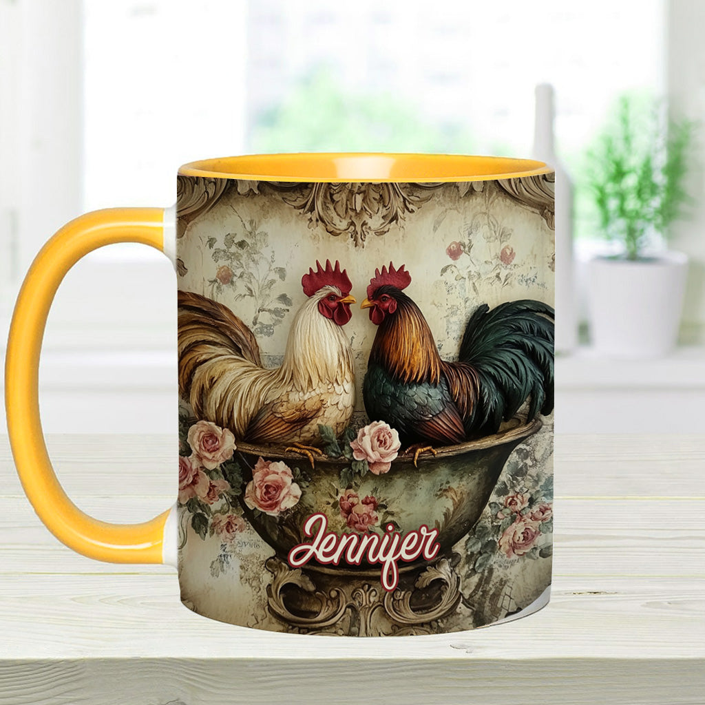 Mug personnalisé « Coq amoureux » - Thème fermier