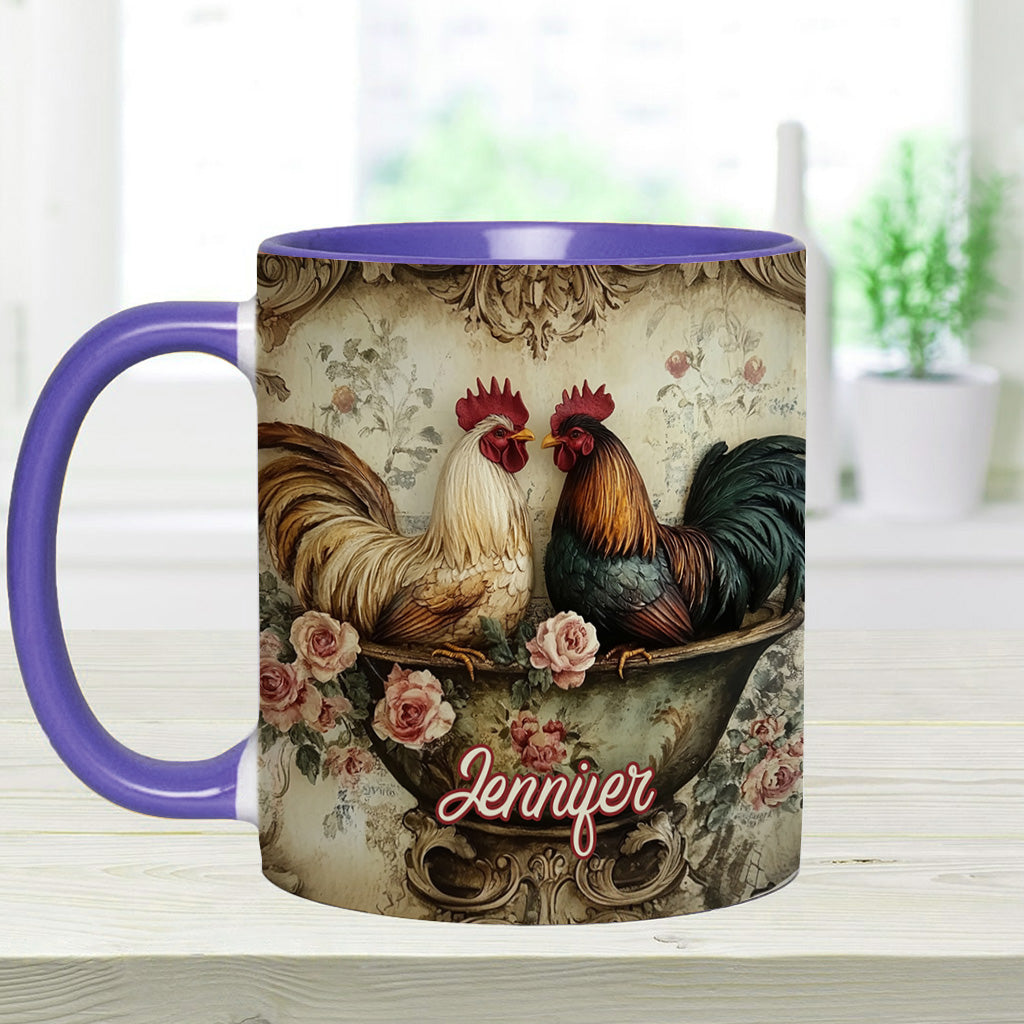 Mug personnalisé « Coq amoureux » - Thème fermier