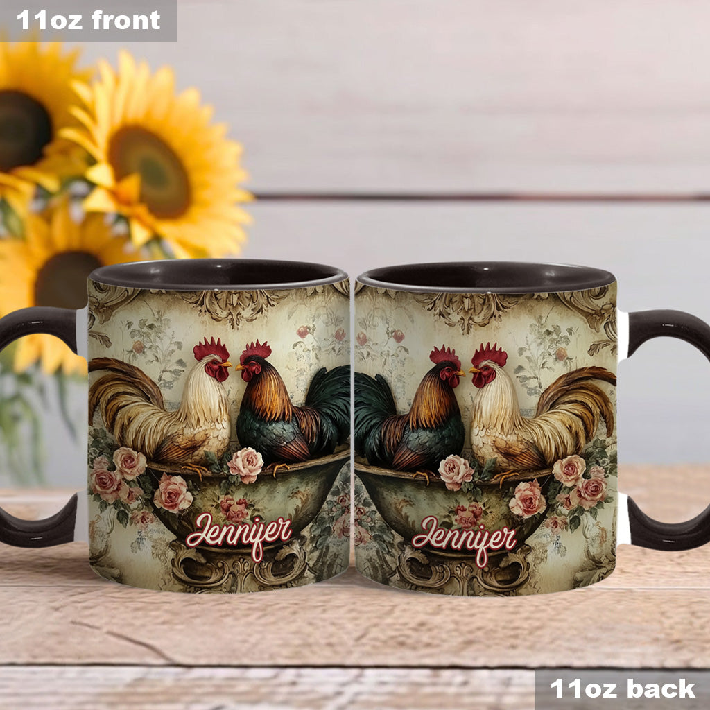Mug personnalisé « Coq amoureux » - Thème fermier