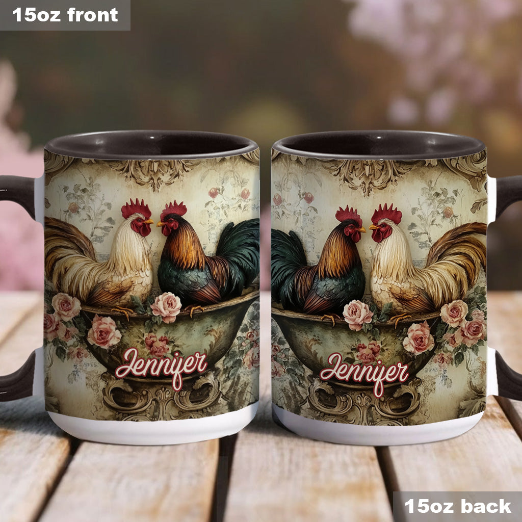 Mug personnalisé « Coq amoureux » - Thème fermier