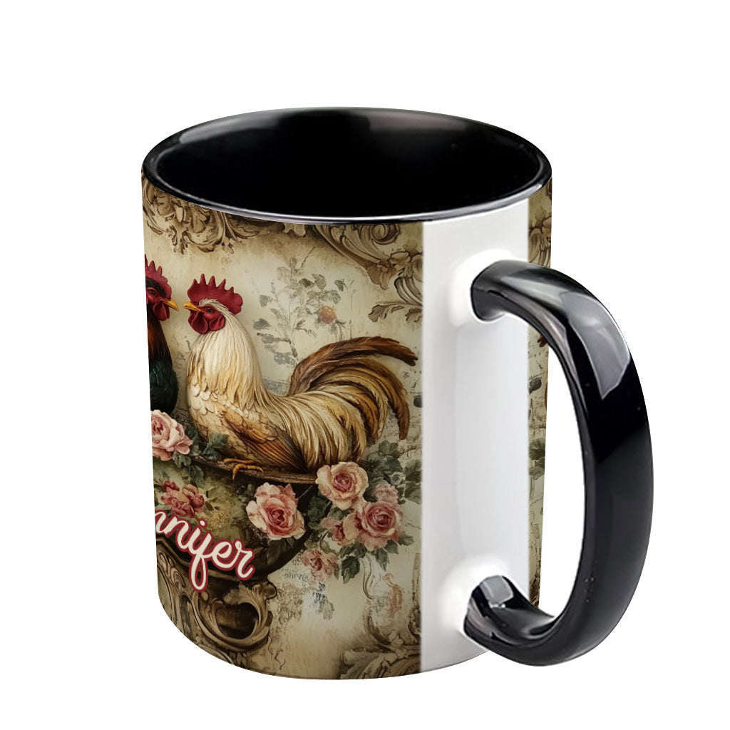 Mug personnalisé « Coq amoureux » - Thème fermier