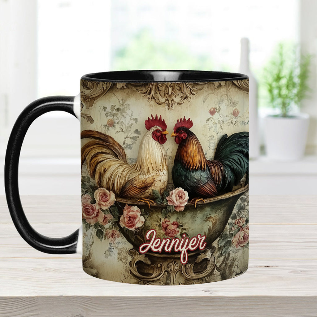 Mug personnalisé « Coq amoureux » - Thème fermier