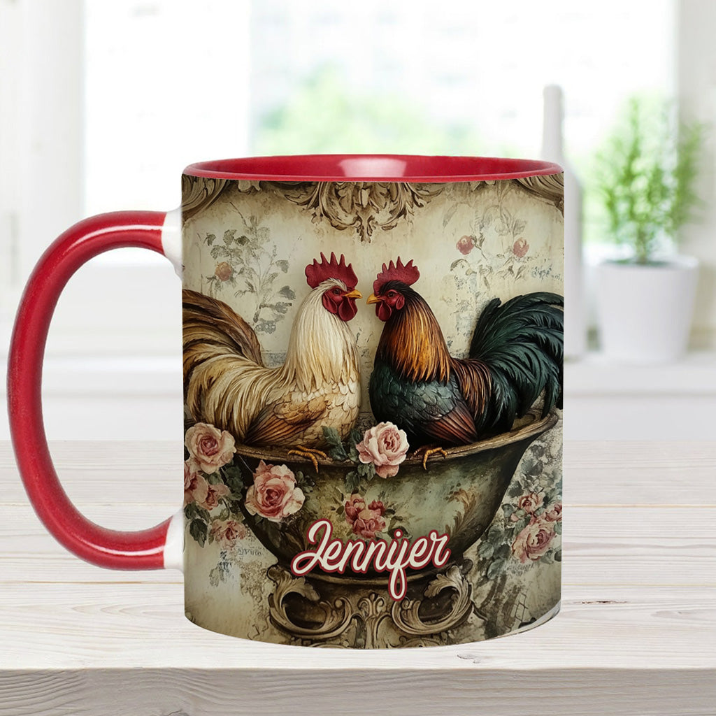 Mug personnalisé « Coq amoureux » - Thème fermier
