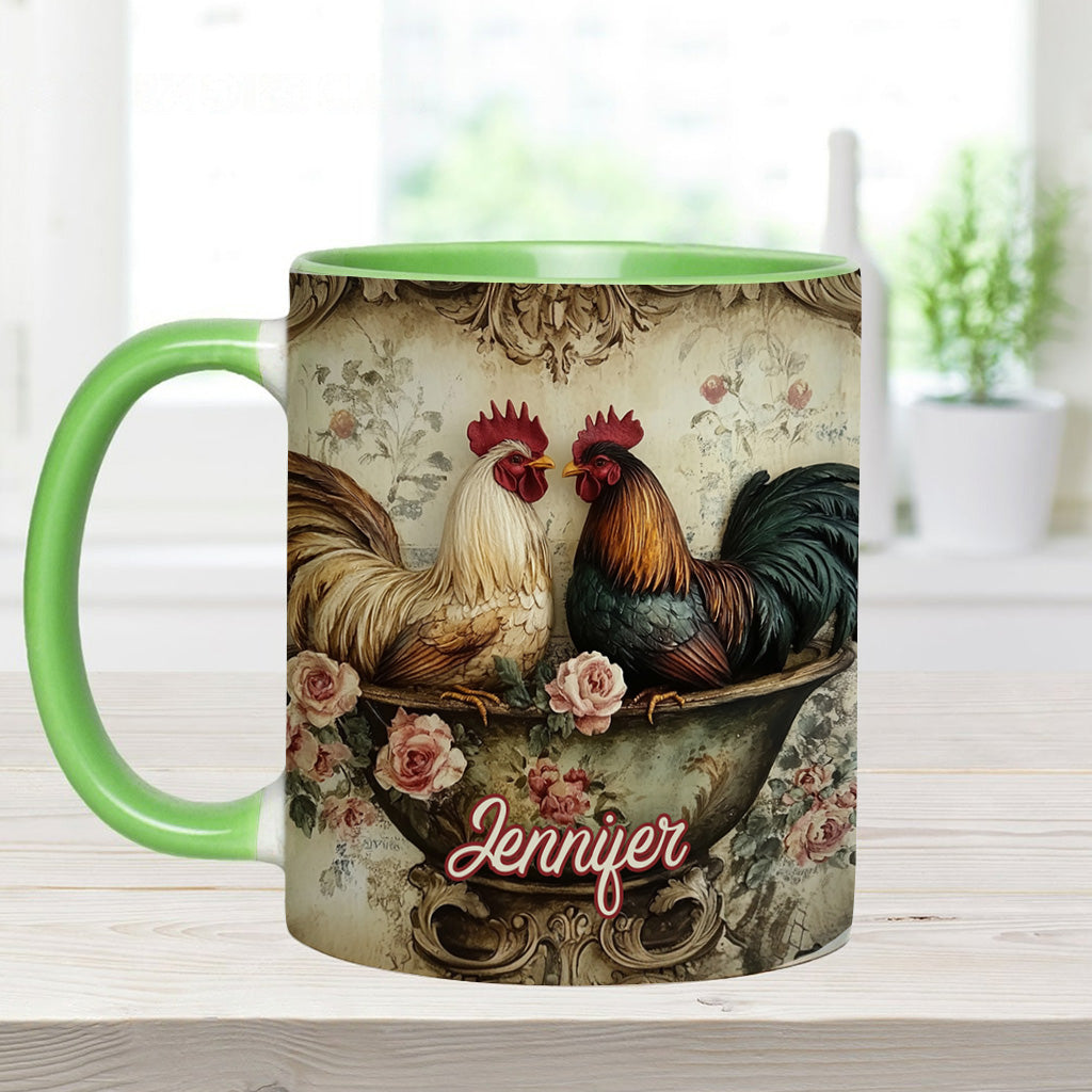 Mug personnalisé « Coq amoureux » - Thème fermier