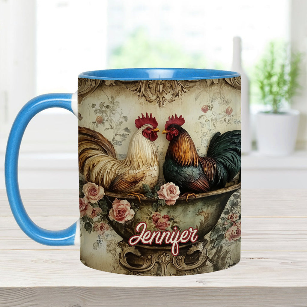 Mug personnalisé « Coq amoureux » - Thème fermier
