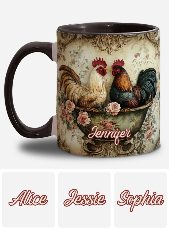 Mug personnalisé « Coq amoureux » - Thème fermier
